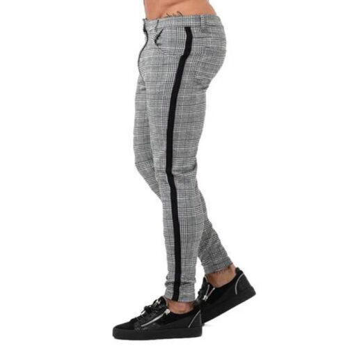 Mens Chinos Grey Plaid