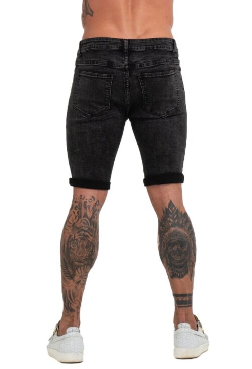 Black Ripped Short Skinny Jeans - GINGTTO