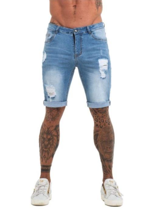 Light Blue Short Jeans Ripped - GINGTTO
