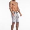 Mens Grey Ripped Short Jeans - GINGTTO