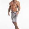 Mens Grey Ripped Short Jeans - GINGTTO